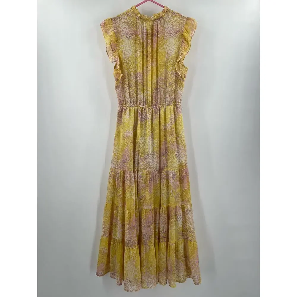 BB DAKOTA by Steve Madden Midi Dress Size Small Yellow Dream Girl Ruffles Light
